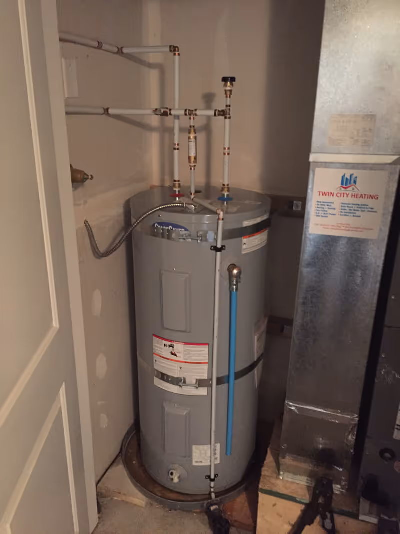Hot water tank setup.