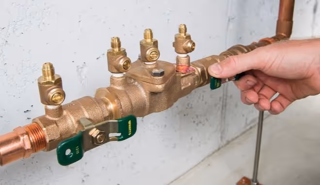 Exterior plumbing valves.